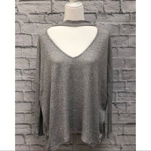 Grey flowy sweater top
